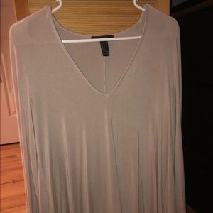 Tan flounce long sleeve blouse